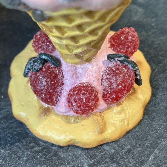 2- Dept 56 Ice Cream Decorative Glass Jar Candles And Waffle Cone Holders - Picture 5 of 11